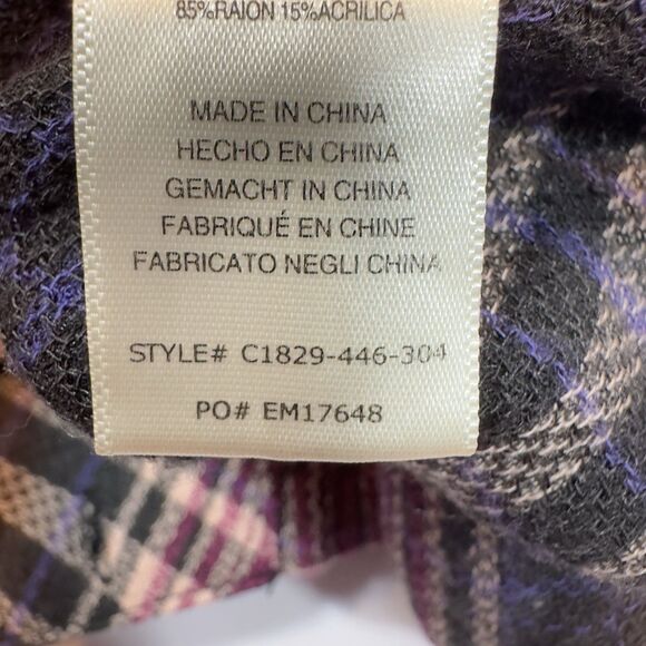 Cloth & Stone Anthropologie Plaid Tunic Shirt Dress High‎ Low Hem Grunge Revival - Picture 7 of 16